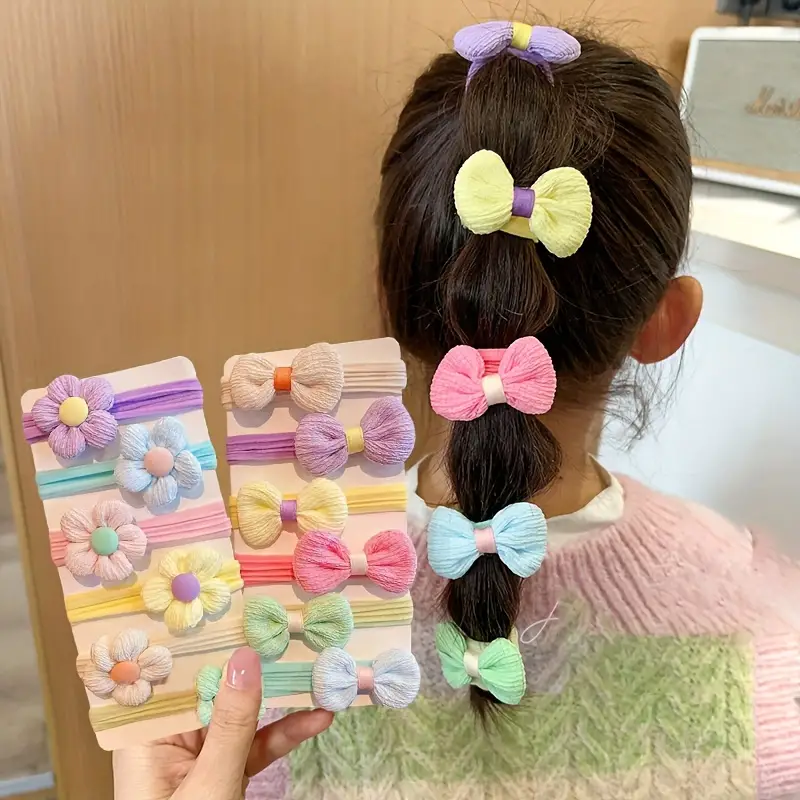 6-pack Sweet Simple Hair Ties with Bows and Flowers - Image 4