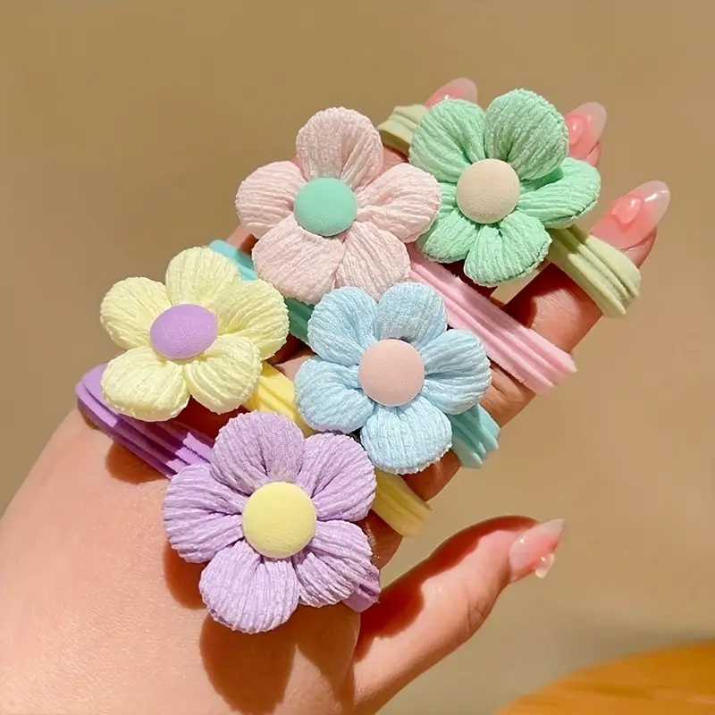 6-pack Sweet Simple Hair Ties with Bows and Flowers - Image 2