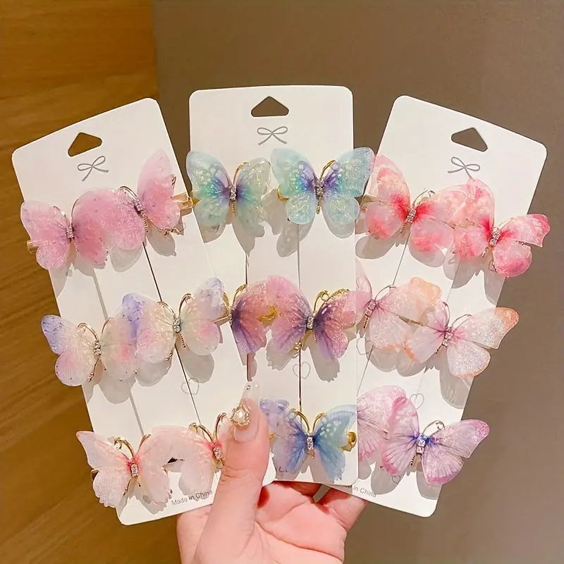 6pcs Elegant Butterfly Hair Clip Set