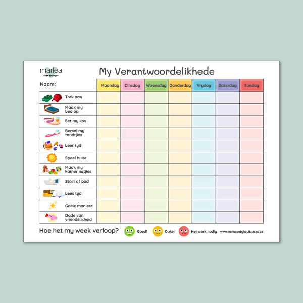FREE Responsibilities Chart - English & Afrikaans - Image 2